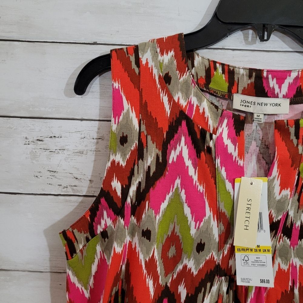 NWT Jones New York MOD 60s Style Colorful Print Sleeveless Shift Dress Sz Medium - Picture 5 of 9